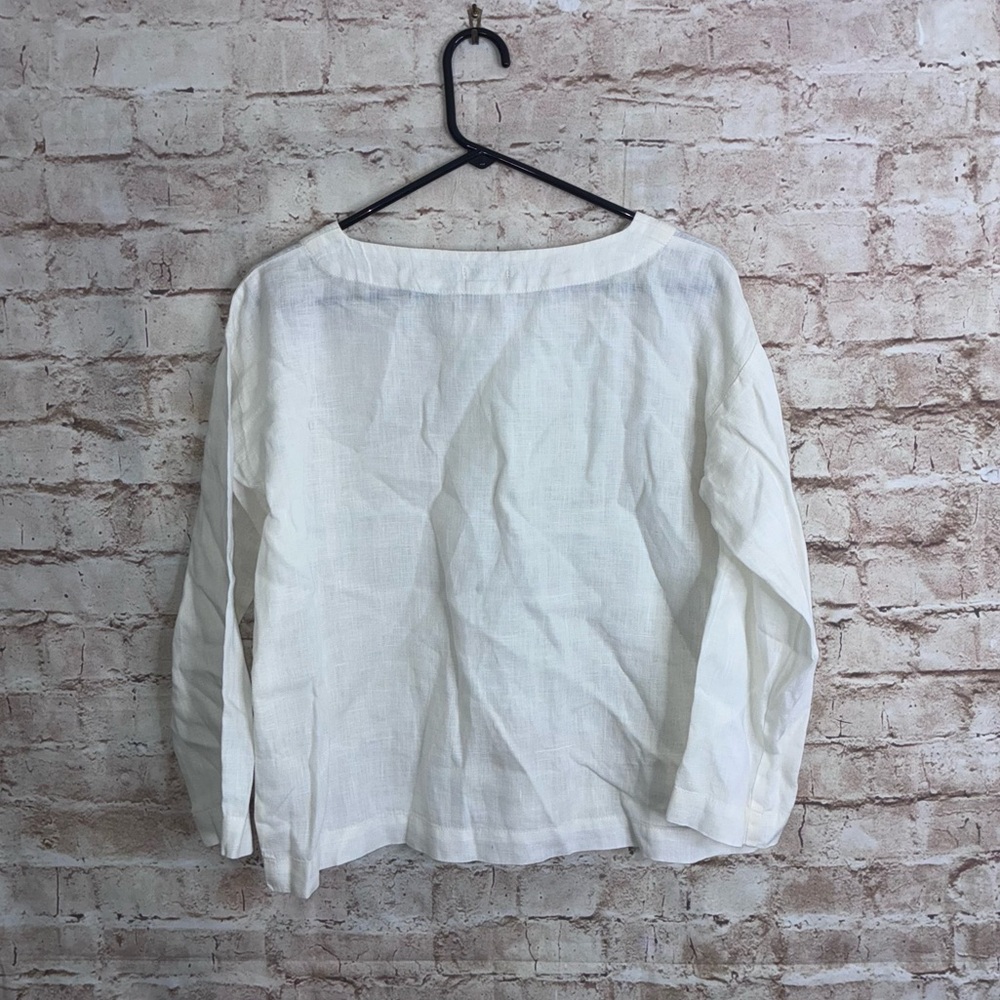 Fog Linen Work 100% Linen Top in White Size Medium - Picture 4 of 6
